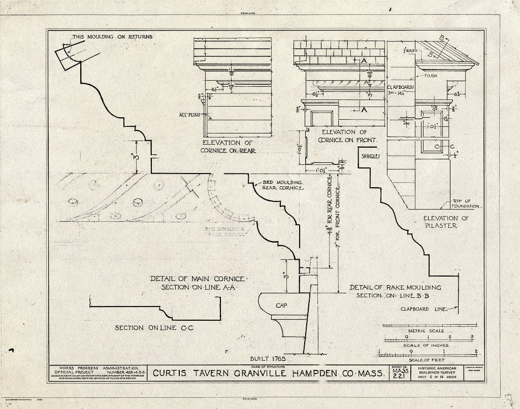 Blueprint HABS Mass,7-GRANV,1- (Sheet 5 of 14) - Curtis Tavern, State Route 57, Granville, Hampden County, MA