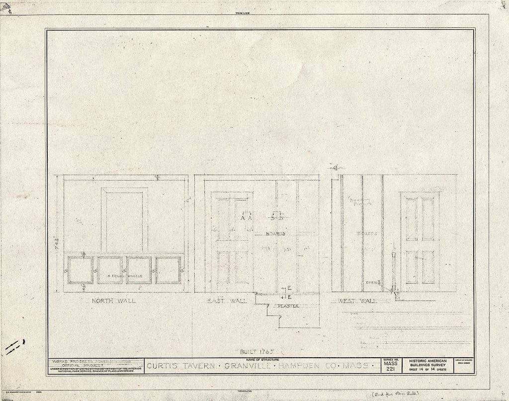 Blueprint HABS Mass,7-GRANV,1- (Sheet 14 of 14) - Curtis Tavern, State Route 57, Granville, Hampden County, MA
