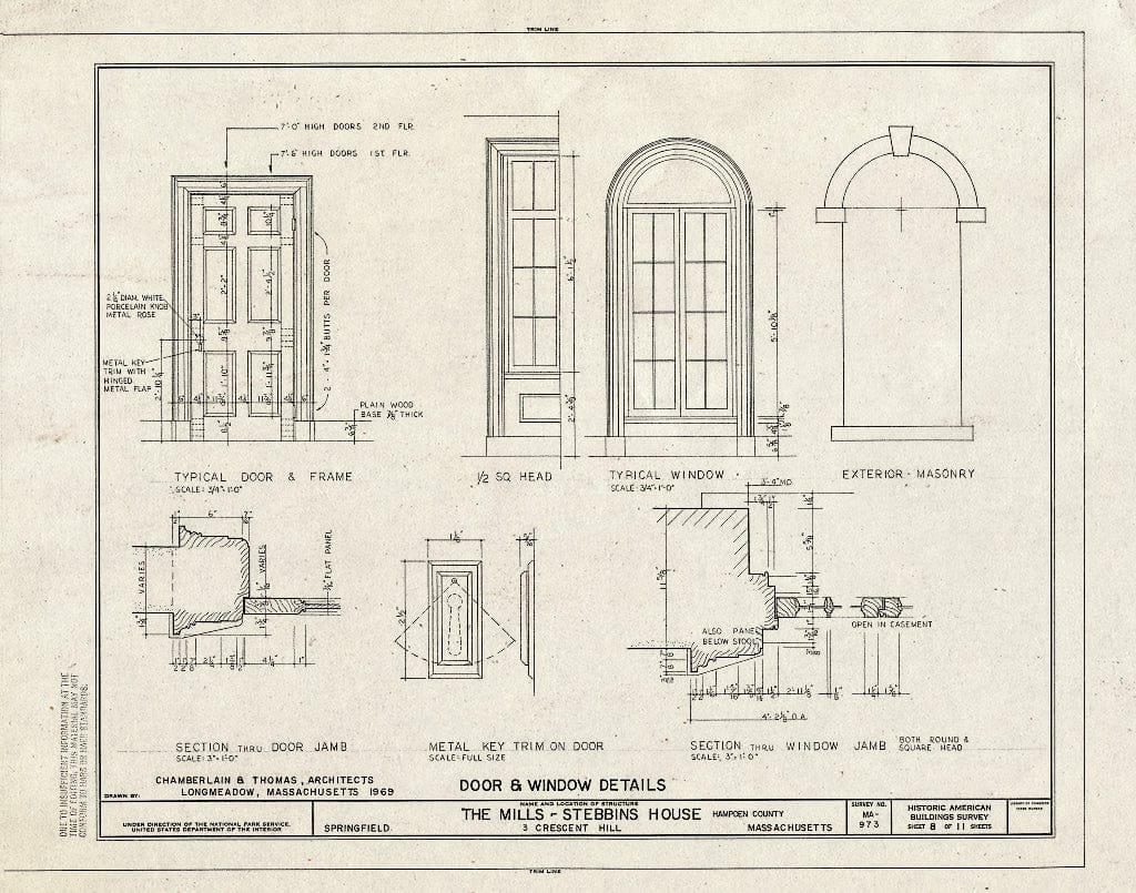 Blueprint HABS Mass,7-SPRIF,5- (Sheet 8 of 11) - Mills-Stebbins House, 3 Crescent Hill, Springfield, Hampden County, MA