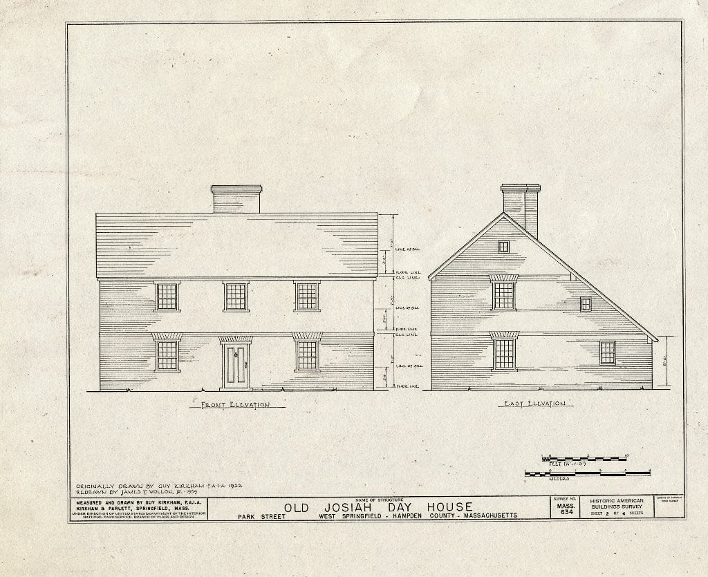 Blueprint HABS Mass,7-SPRIFW,2- (Sheet 2 of 4) - Josiah Day House, Park Street Museum, West Springfield, Hampden County, MA