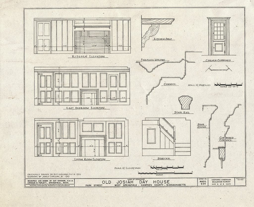 Blueprint HABS Mass,7-SPRIFW,2- (Sheet 4 of 4) - Josiah Day House, Park Street Museum, West Springfield, Hampden County, MA