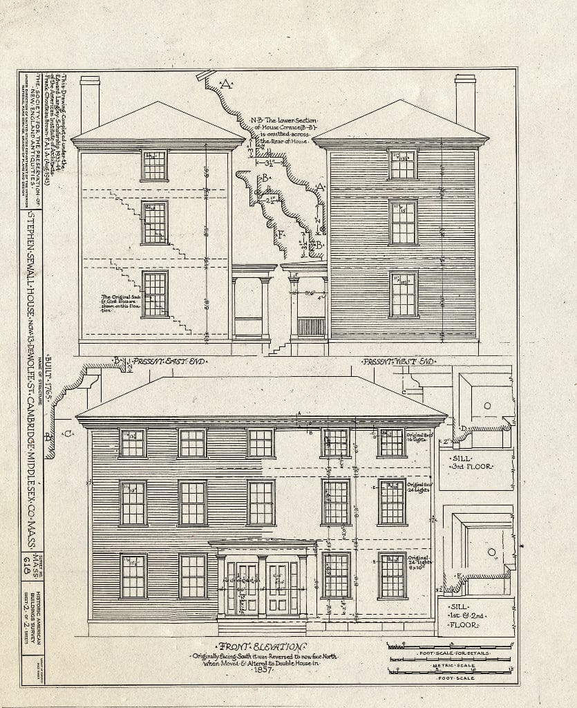 Blueprint HABS Mass,9-CAMB,13- (Sheet 2 of 2) - Stephen Sewall House, 13 DeWolfe Street, Cambridge, Middlesex County, MA