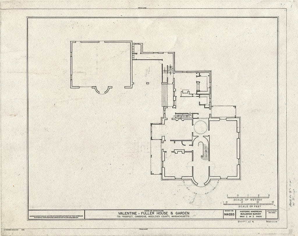 Blueprint HABS Mass,9-CAMB,10- (Sheet 1 of 5) - Valentine-Fuller House & Garden, 125 Prospect Street, Cambridge, Middlesex County, MA