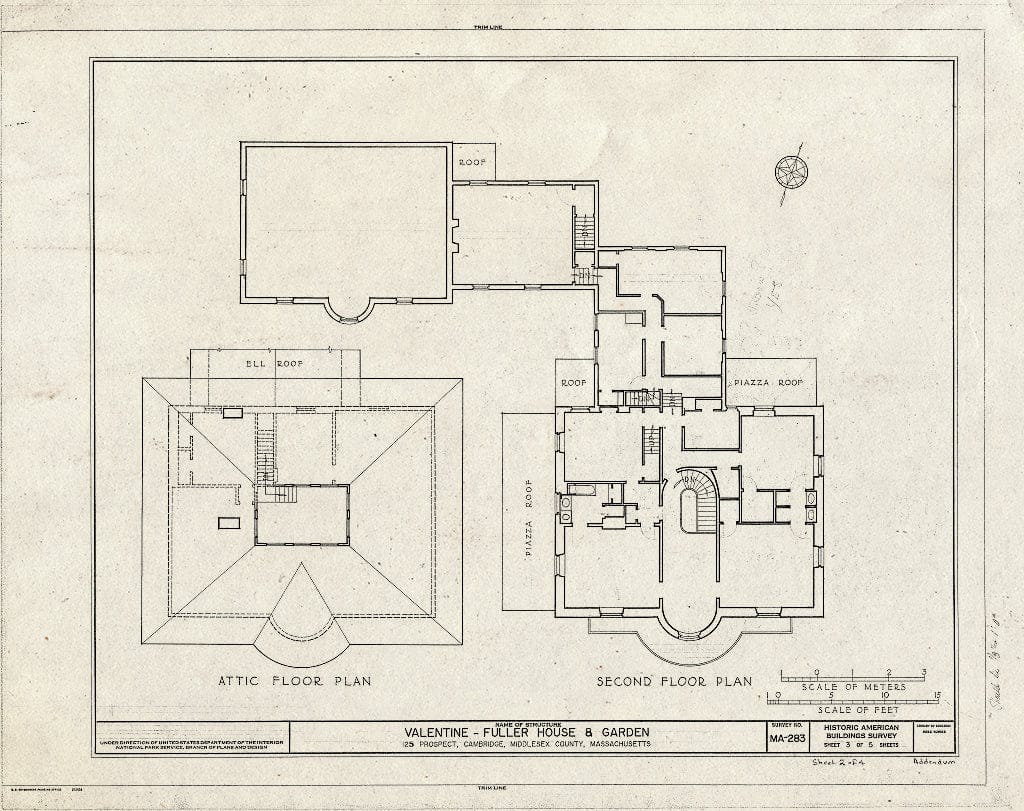 Blueprint HABS Mass,9-CAMB,10- (Sheet 2 of 5) - Valentine-Fuller House & Garden, 125 Prospect Street, Cambridge, Middlesex County, MA