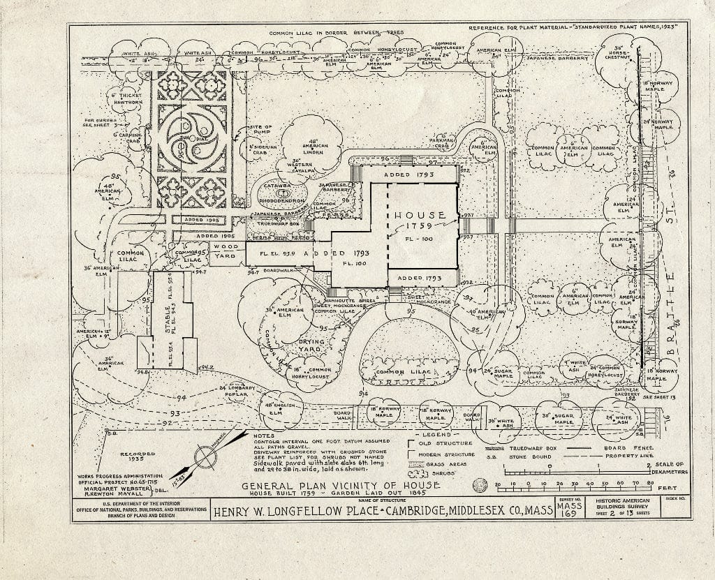Blueprint HABS Mass,9-CAMB,1- (Sheet 2 of 13) - Henry W. Longfellow Place, 105 Brattle Street, Cambridge, Middlesex County, MA