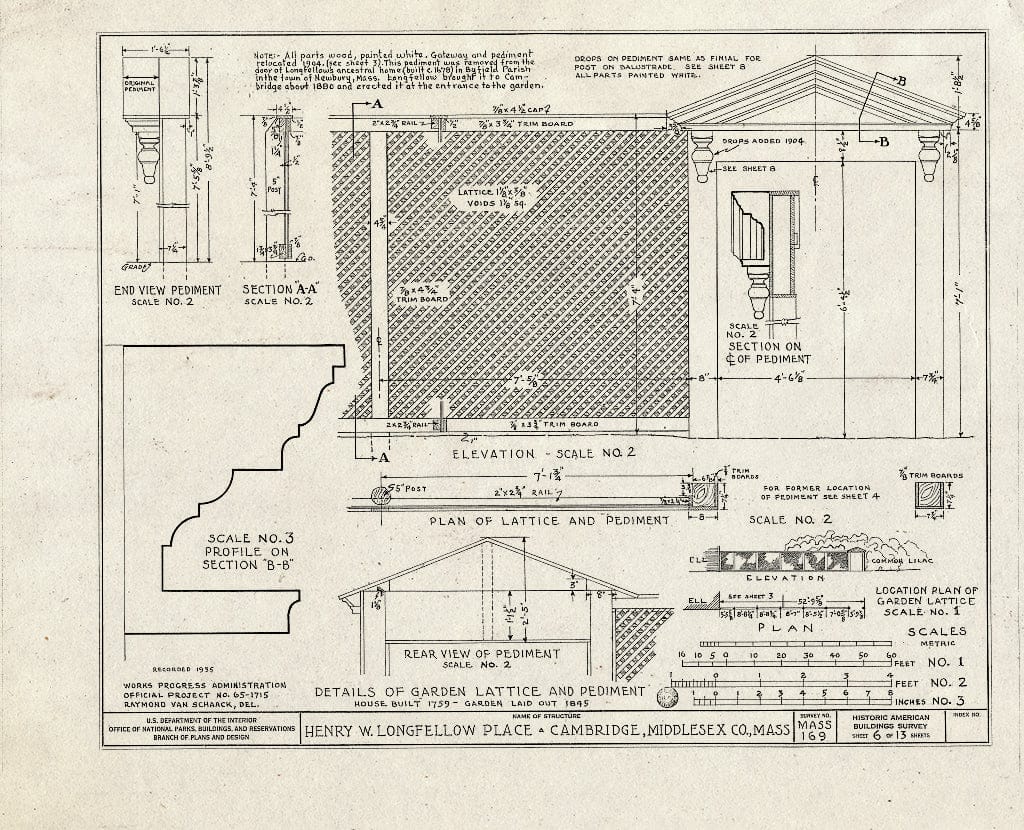 Blueprint HABS Mass,9-CAMB,1- (Sheet 6 of 13) - Henry W. Longfellow Place, 105 Brattle Street, Cambridge, Middlesex County, MA