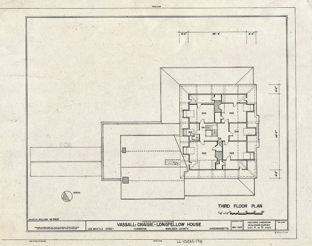 Blueprint HABS Mass,9-CAMB,1- (Sheet 4 of 12) - Henry W. Longfellow Place, 105 Brattle Street, Cambridge, Middlesex County, MA