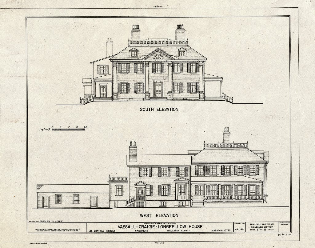 Blueprint HABS Mass,9-CAMB,1- (Sheet 5 of 12) - Henry W. Longfellow Place, 105 Brattle Street, Cambridge, Middlesex County, MA