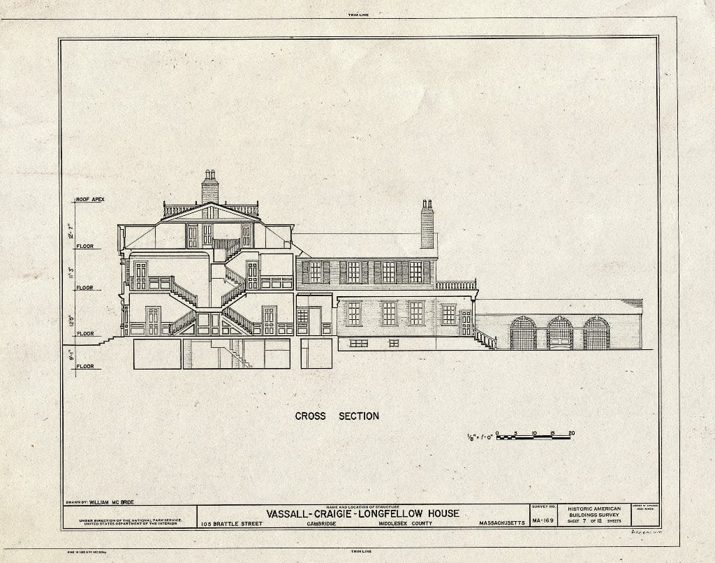 Blueprint HABS Mass,9-CAMB,1- (Sheet 7 of 12) - Henry W. Longfellow Place, 105 Brattle Street, Cambridge, Middlesex County, MA