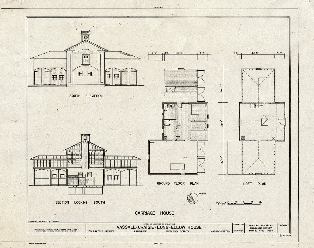 Blueprint HABS Mass,9-CAMB,1- (Sheet 12 of 12) - Henry W. Longfellow Place, 105 Brattle Street, Cambridge, Middlesex County, MA