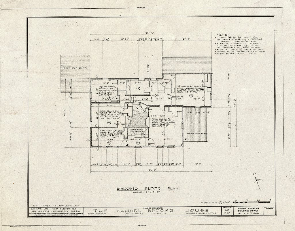 Blueprint HABS Mass,9-CON,12- (Sheet 4 of 7) - Samuel Brooks House, North Great Road (State Route 2A), Concord, Middlesex County, MA