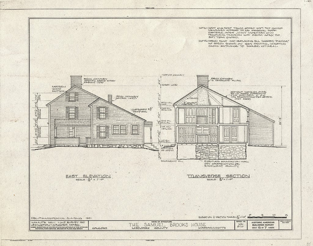 Blueprint HABS Mass,9-CON,12- (Sheet 6 of 7) - Samuel Brooks House, North Great Road (State Route 2A), Concord, Middlesex County, MA