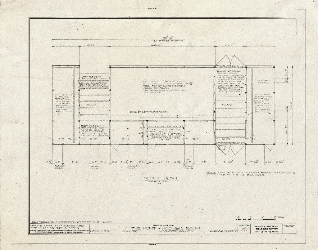 Blueprint HABS Mass,9-CON,16- (Sheet 2 of 5) - Hunt-Hosmer Barn, Lowell Road, Concord, Middlesex County, MA