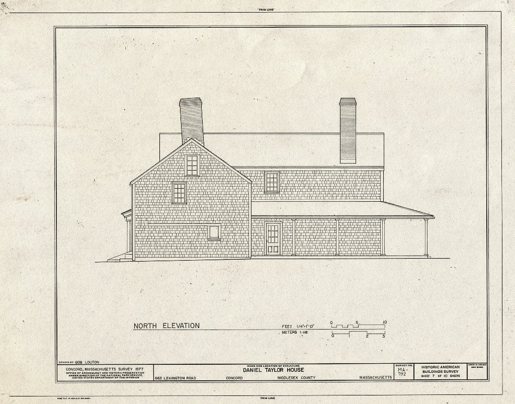 Blueprint HABS Mass,9-CON,19- (Sheet 7 of 10) - Daniel Taylor House, 663 Lexington Road, Concord, Middlesex County, MA