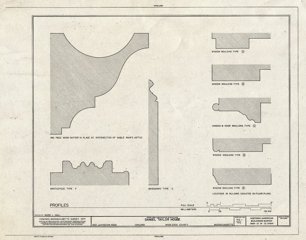 Blueprint HABS Mass,9-CON,19- (Sheet 10 of 10) - Daniel Taylor House, 663 Lexington Road, Concord, Middlesex County, MA