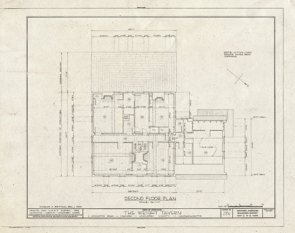 Blueprint HABS Mass,9-CON,10- (Sheet 3 of 6) - Wright Tavern, 2 Lexington Road, Concord, Middlesex County, MA