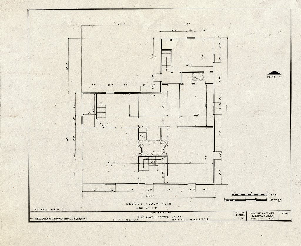 Blueprint HABS Mass,9-FRAM,8- (Sheet 2 of 7) - Pike-Haven-Foster House, Grove & Belknap Streets, Framingham, Middlesex County, MA