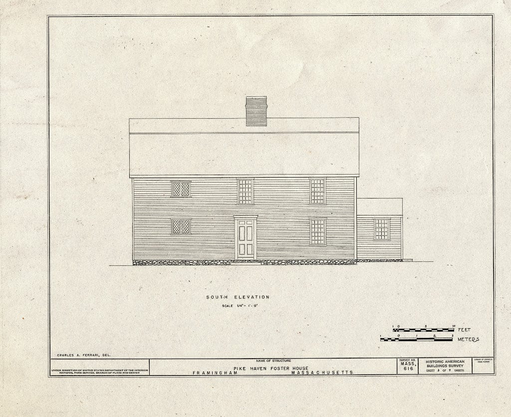 Blueprint HABS Mass,9-FRAM,8- (Sheet 3 of 7) - Pike-Haven-Foster House, Grove & Belknap Streets, Framingham, Middlesex County, MA