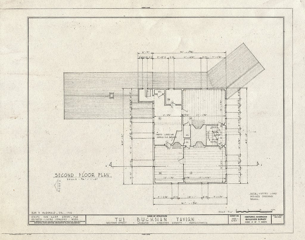 Blueprint HABS Mass,9-LEX,1- (Sheet 4 of 9) - Buckman Tavern, Bedford Street, Lexington, Middlesex County, MA