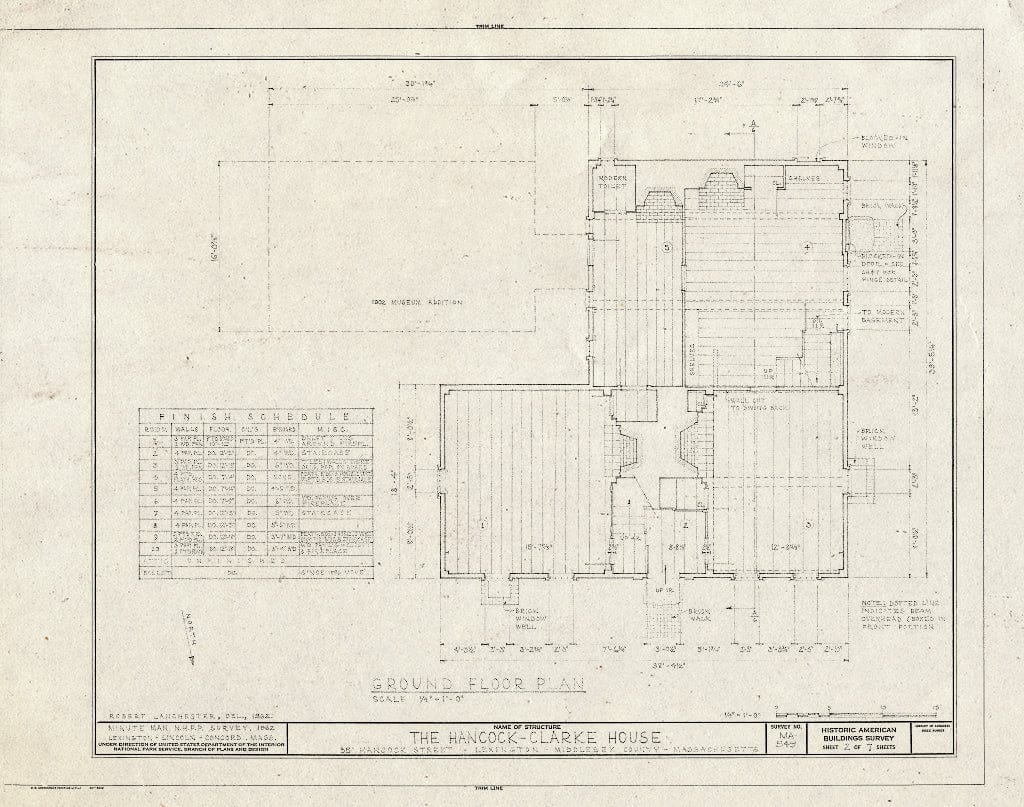 Blueprint HABS Mass,9-LEX,2- (Sheet 2 of 7) - Hancock-Clarke House, 35 Hancock Street, Lexington, Middlesex County, MA