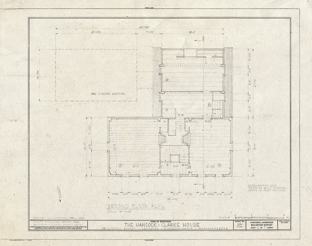 Blueprint HABS Mass,9-LEX,2- (Sheet 3 of 7) - Hancock-Clarke House, 35 Hancock Street, Lexington, Middlesex County, MA