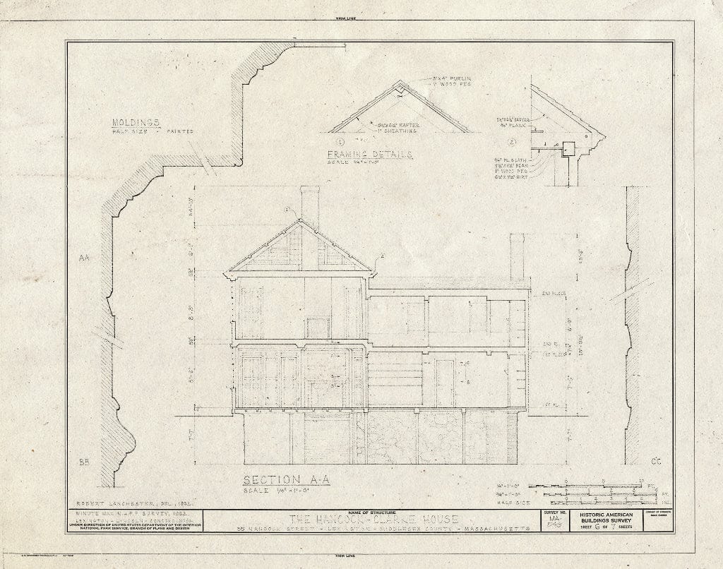 Blueprint HABS Mass,9-LEX,2- (Sheet 6 of 7) - Hancock-Clarke House, 35 Hancock Street, Lexington, Middlesex County, MA