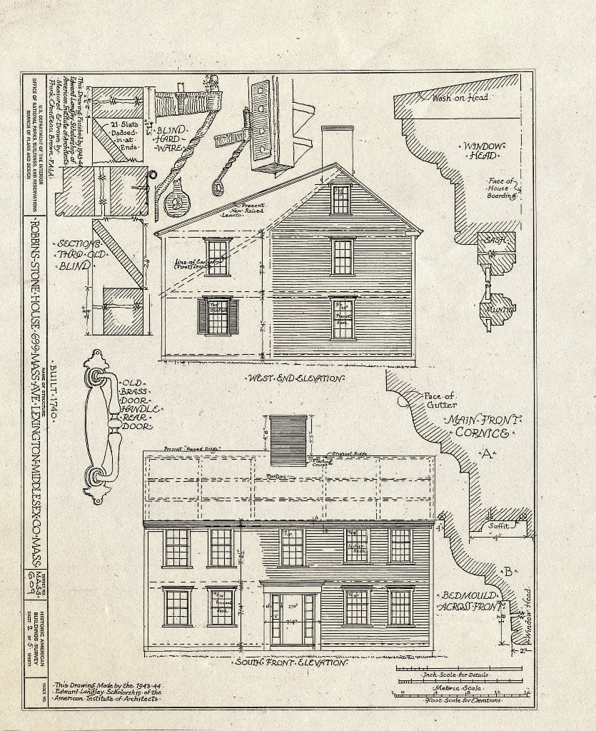 Blueprint HABS Mass,9-LEX,14- (Sheet 2 of 5) - Robbins-Stone House, 699 Massachusetts Avenue, Lexington, Middlesex County, MA