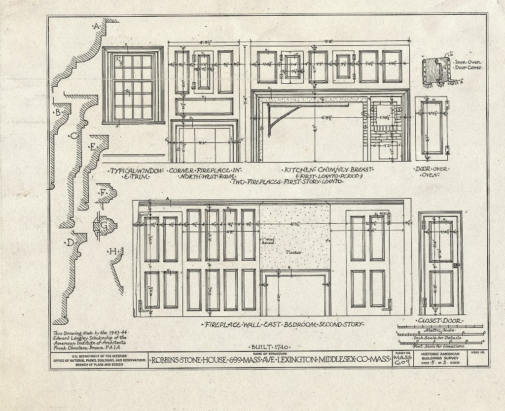 Blueprint HABS Mass,9-LEX,14- (Sheet 5 of 5) - Robbins-Stone House, 699 Massachusetts Avenue, Lexington, Middlesex County, MA