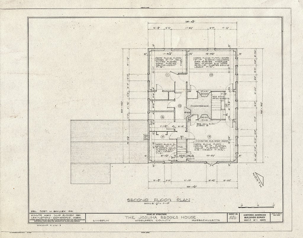 Blueprint HABS Mass,9-LIN,4- (Sheet 4 of 11) - Joshua Brooks House, North Great Road (State Route 2A), Lincoln, Middlesex County, MA