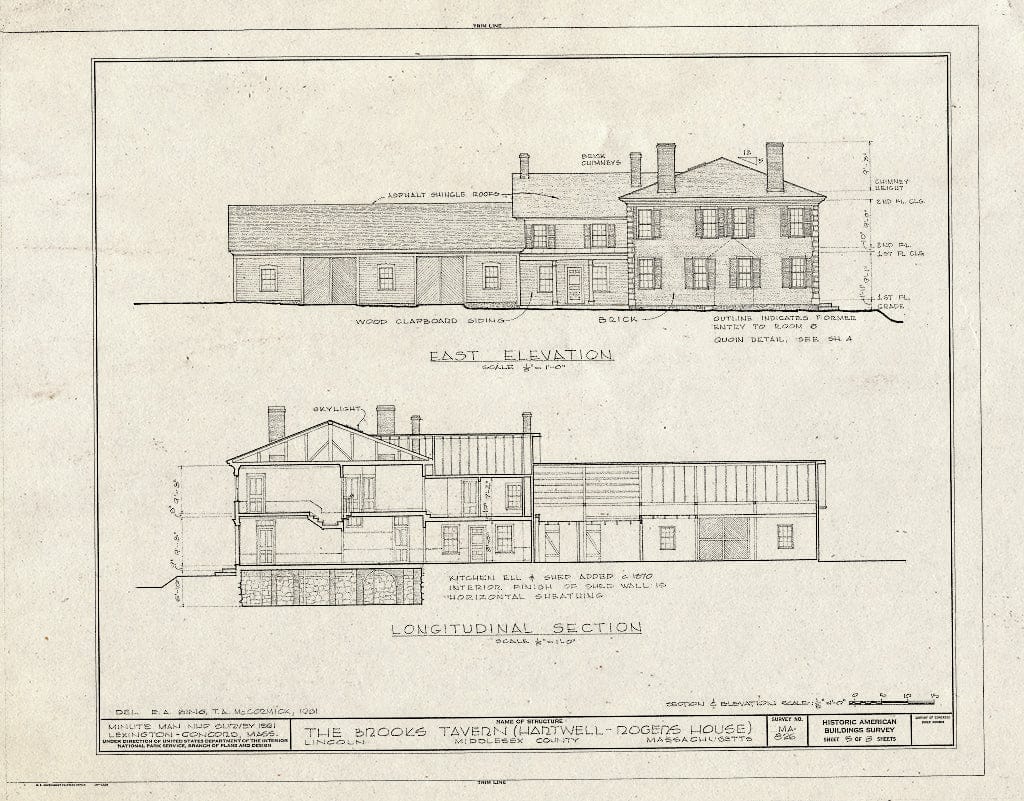 Blueprint HABS Mass,9-LIN,5- (Sheet 5 of 8) - Noah Brooks Tavern, North Great Road (State Route 2A), Lincoln, Middlesex County, MA
