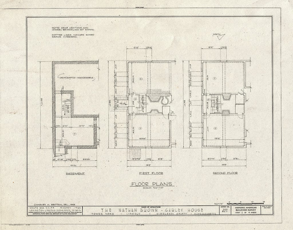 Blueprint HABS Mass,9-LIN,6- (Sheet 2 of 4) - Nathan Brown House, Tower Road, Lincoln, Middlesex County, MA