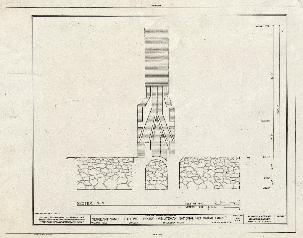Blueprint HABS Mass,9-LIN,8- (Sheet 6 of 7) - Sergeant Samuel Hartwell House, Virginia Road, Lincoln, Middlesex County, MA