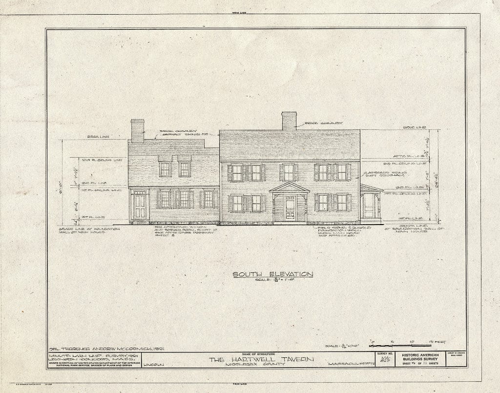 Blueprint HABS Mass,9-LIN,7- (Sheet 5 of 11) - Hartwell Tavern, Virginia Road, Lincoln, Middlesex County, MA
