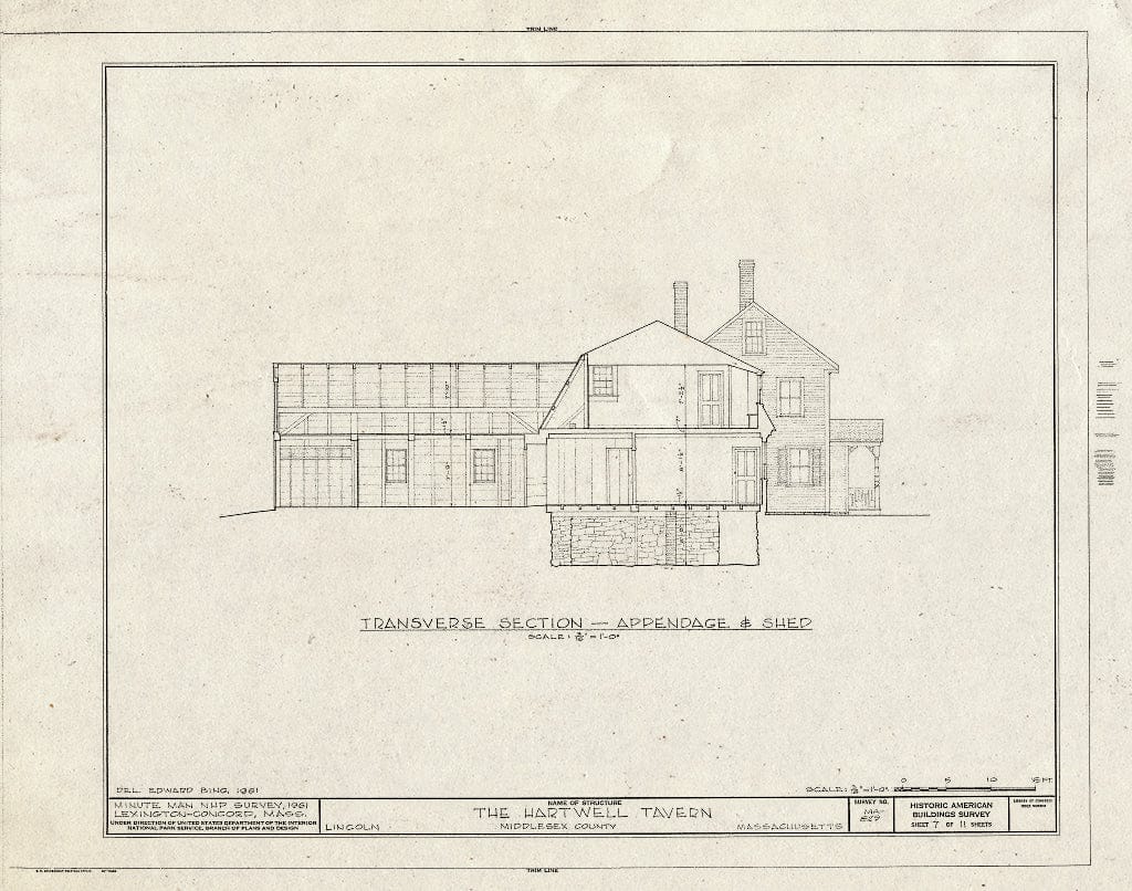Blueprint HABS Mass,9-LIN,7- (Sheet 7 of 11) - Hartwell Tavern, Virginia Road, Lincoln, Middlesex County, MA