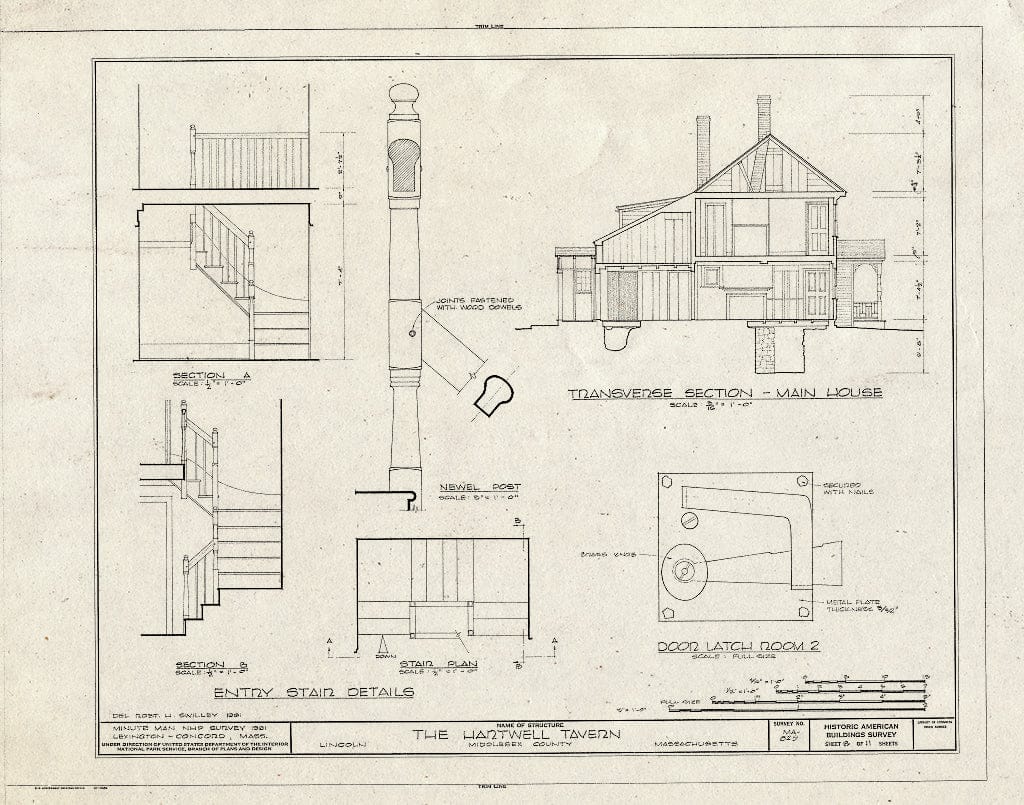 Blueprint HABS Mass,9-LIN,7- (Sheet 8 of 11) - Hartwell Tavern, Virginia Road, Lincoln, Middlesex County, MA