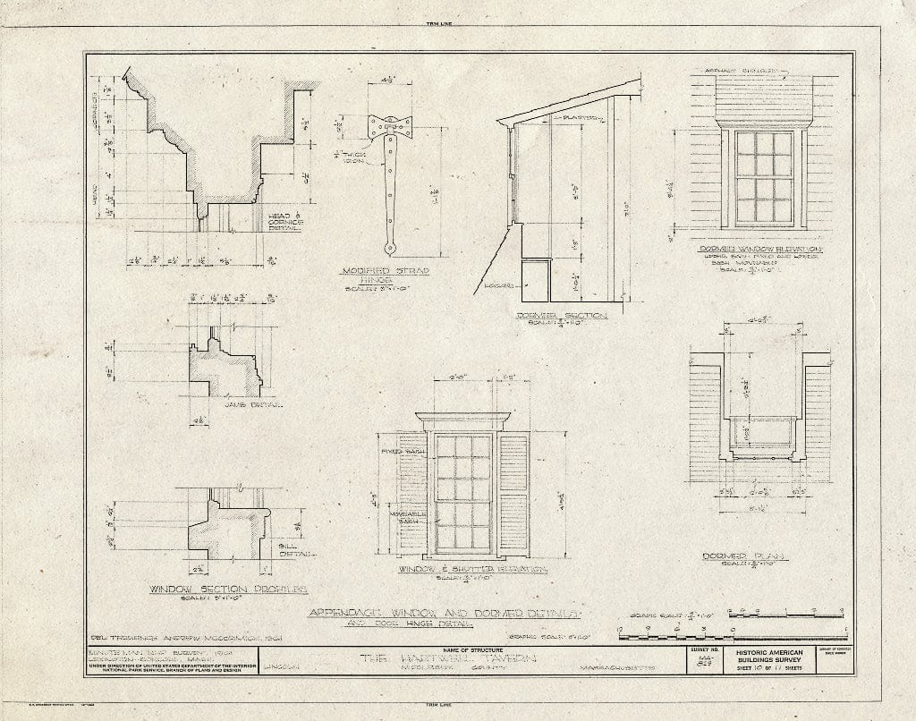 Blueprint HABS Mass,9-LIN,7- (Sheet 10 of 11) - Hartwell Tavern, Virginia Road, Lincoln, Middlesex County, MA