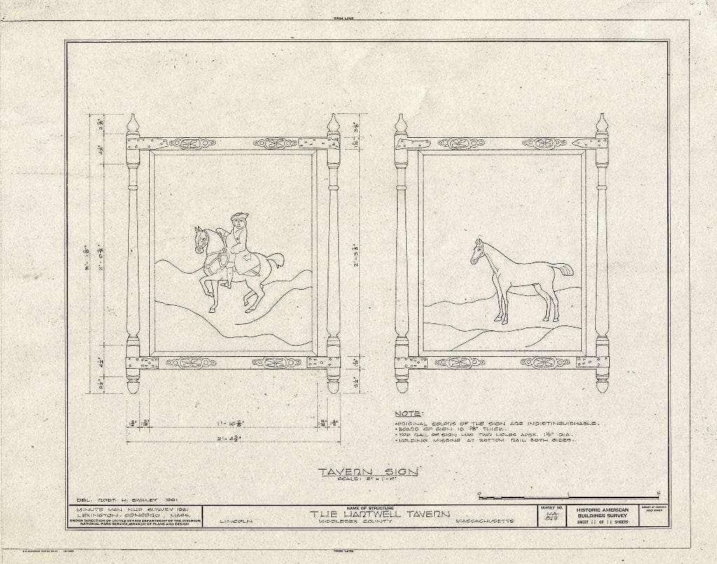 Blueprint HABS Mass,9-LIN,7- (Sheet 11 of 11) - Hartwell Tavern, Virginia Road, Lincoln, Middlesex County, MA