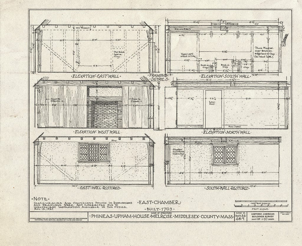 Blueprint HABS Mass,9-MELRO,2- (Sheet 10 of 10) - Phineas Upham House, 253 Upham Street, Melrose, Middlesex County, MA