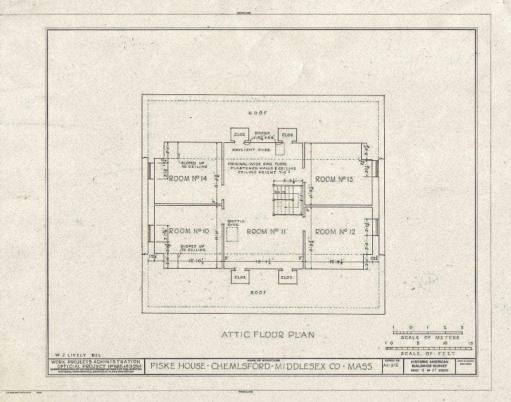 Blueprint HABS Mass,9-CHELM,6- (Sheet 4 of 21) - Fiske House, Littleton Street & Billerica Road, Chelmsford, Middlesex County, MA