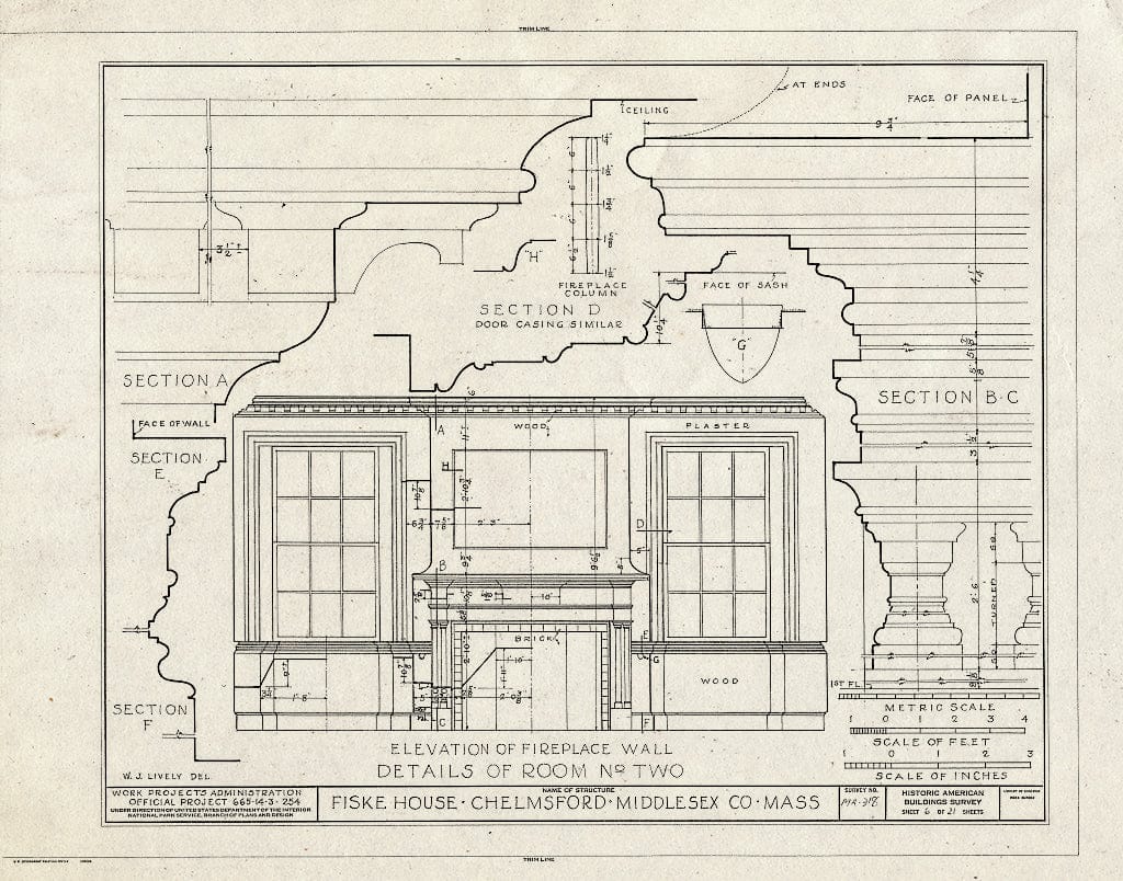 Blueprint HABS Mass,9-CHELM,6- (Sheet 6 of 21) - Fiske House, Littleton Street & Billerica Road, Chelmsford, Middlesex County, MA