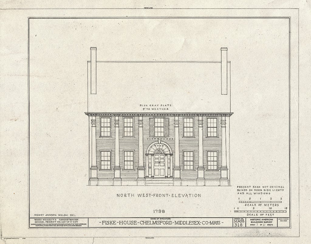 Blueprint HABS Mass,9-CHELM,6- (Sheet 7 of 21) - Fiske House, Littleton Street & Billerica Road, Chelmsford, Middlesex County, MA