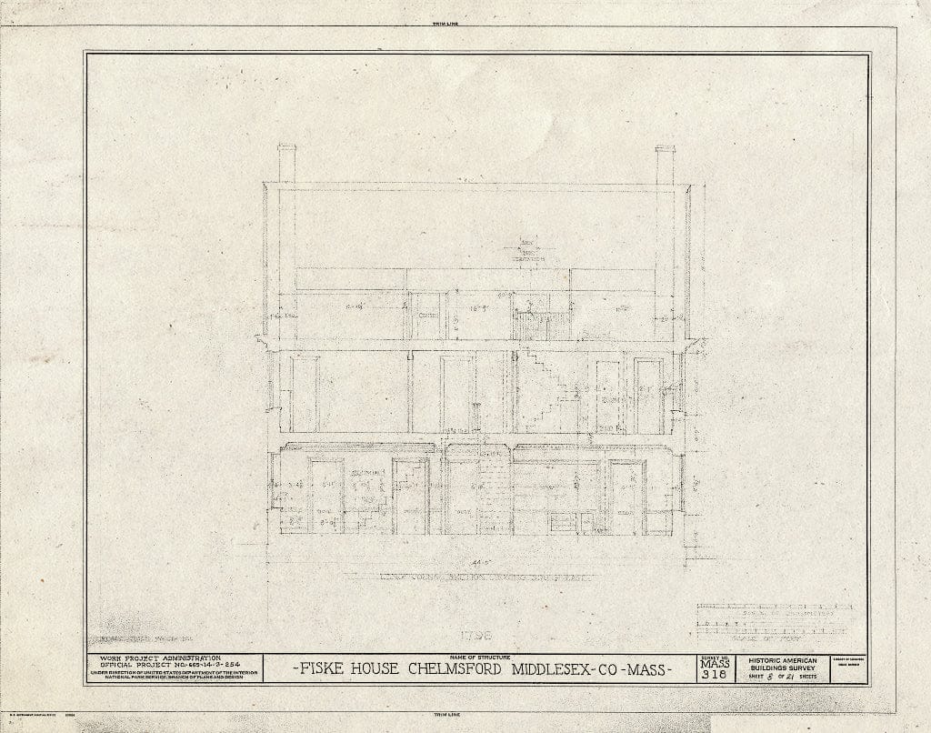 Blueprint HABS Mass,9-CHELM,6- (Sheet 8 of 21) - Fiske House, Littleton Street & Billerica Road, Chelmsford, Middlesex County, MA