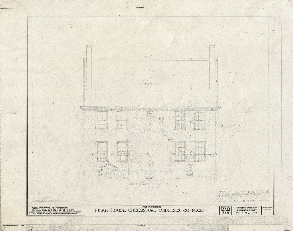 Blueprint HABS Mass,9-CHELM,6- (Sheet 9 of 21) - Fiske House, Littleton Street & Billerica Road, Chelmsford, Middlesex County, MA