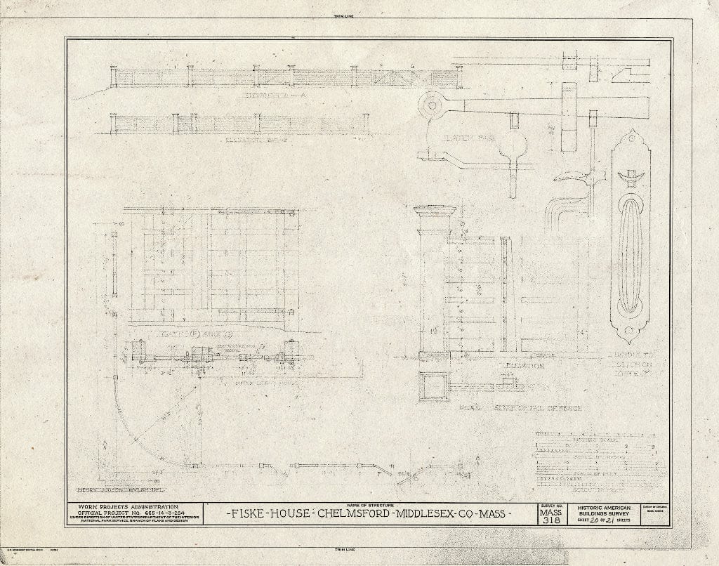 Blueprint HABS Mass,9-CHELM,6- (Sheet 20 of 21) - Fiske House, Littleton Street & Billerica Road, Chelmsford, Middlesex County, MA