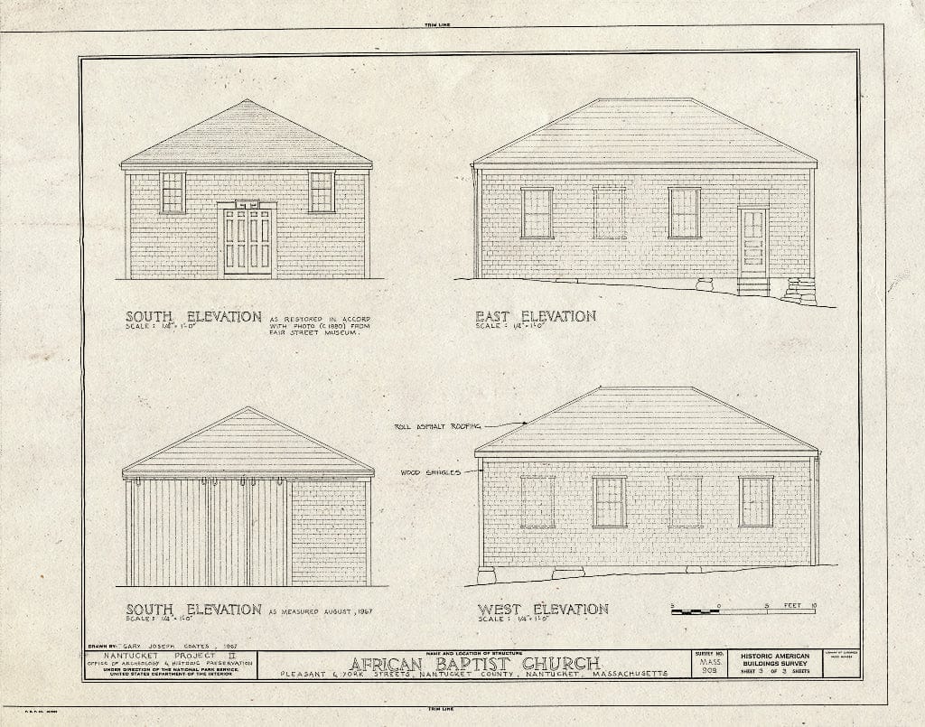 Blueprint HABS Mass,10-NANT,32- (Sheet 3 of 3) - African Society Baptist Church, York Street, Nantucket, Nantucket County, MA