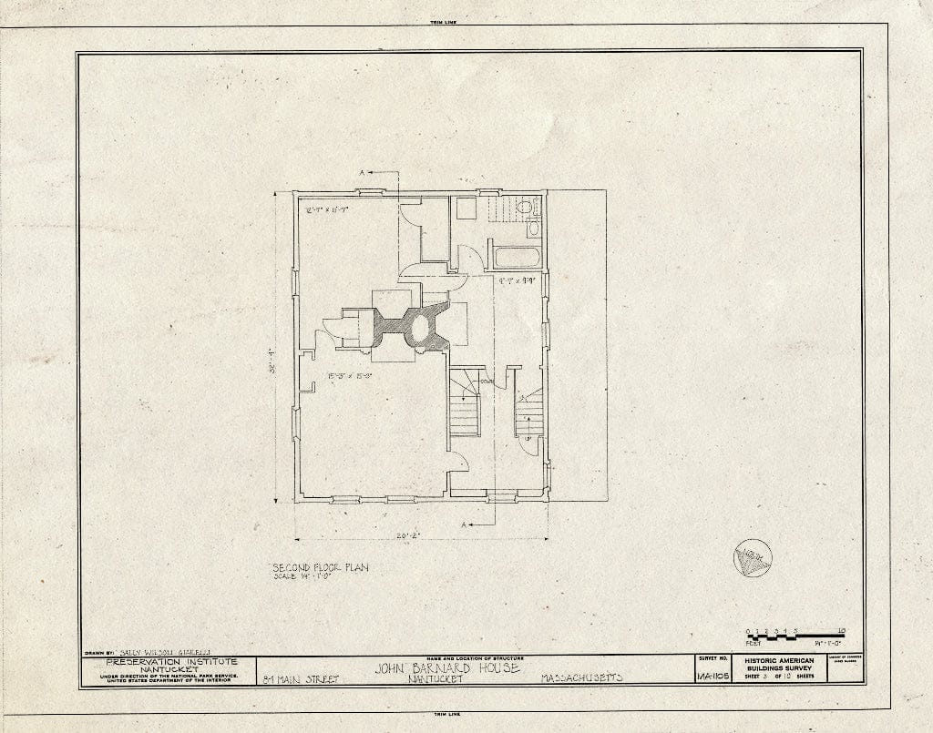 Blueprint HABS Mass,10-NANT,77- (Sheet 3 of 10) - John Barnard House, 84 Main Street, Nantucket, Nantucket County, MA