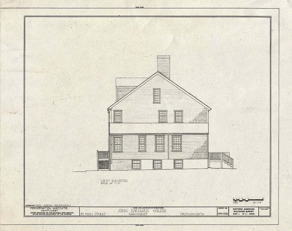 Blueprint HABS Mass,10-NANT,77- (Sheet 6 of 10) - John Barnard House, 84 Main Street, Nantucket, Nantucket County, MA
