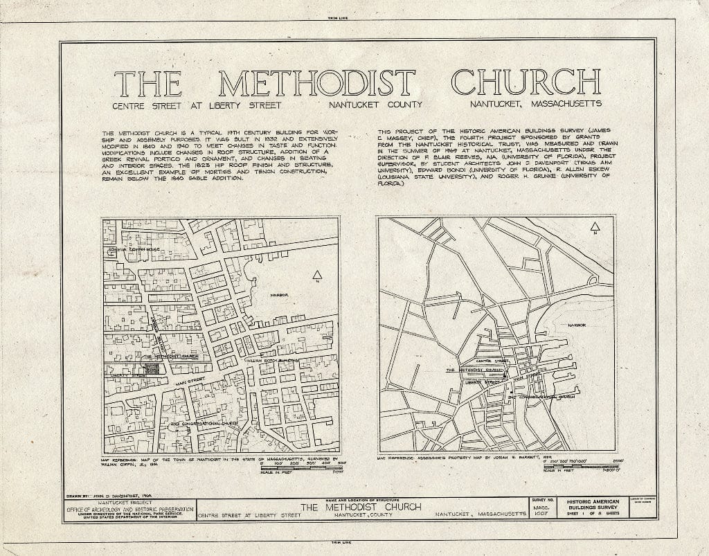 Blueprint Title Sheet - Centre Street United Methodist Church, Centre & Main Streets, Nantucket, Nantucket County, MA