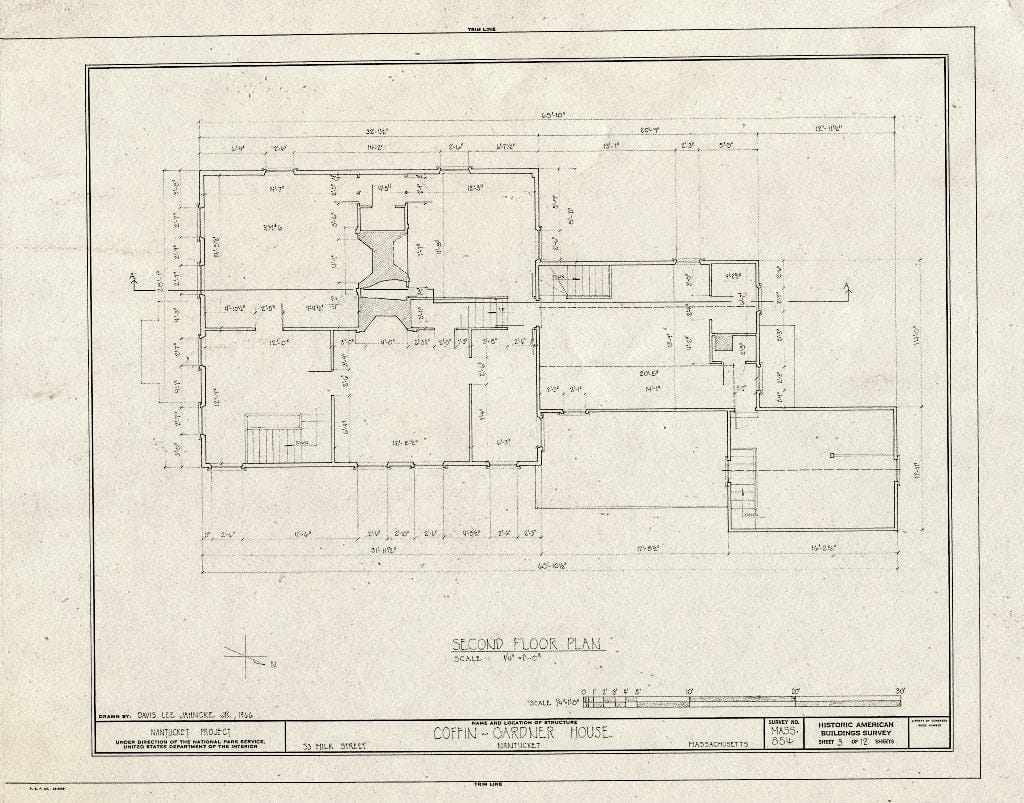 Blueprint HABS Mass,10-NANT,19- (Sheet 3 of 12) - Coffin-Gardner House, 33 Milk Street, Nantucket, Nantucket County, MA