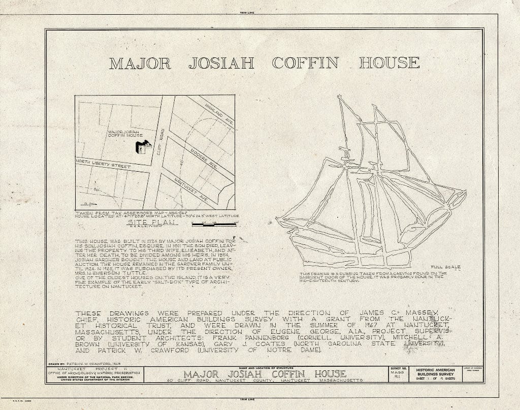 Blueprint HABS Mass,10-NANT,33- (Sheet 1 of 9) - Major Josiah Coffin House, 60 Cliff Road, Nantucket, Nantucket County, MA